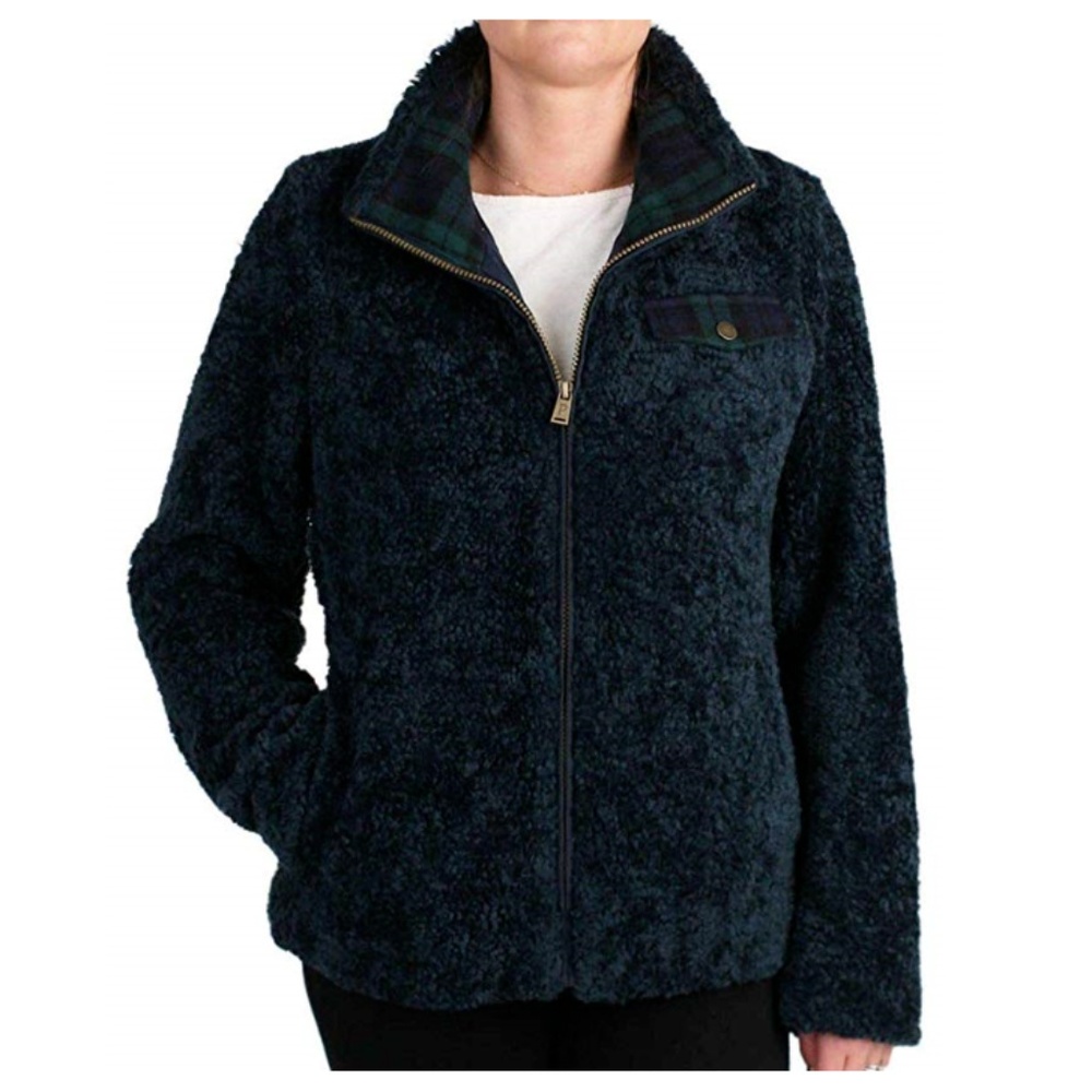Pendleton Ladies' Fuzzy Zip Jacket - BLUE - Picture 1 of 6